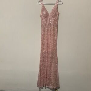 Elegant Pink Sequin Evening Gown